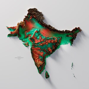Sous-continent indien - Teinte hypsométrique 1