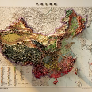 China - Vintage kaart (Bodem &geologie)