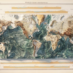 World - Topography & Bathymetry (Vintage)