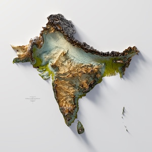 Sous-continent indien - Teinte hypsométrique 4
