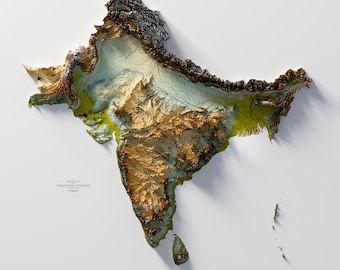 Indian Subcontinent - Hypsometric tint 4