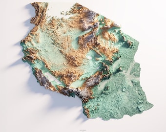 Tanzania - Tinte hipsométrico