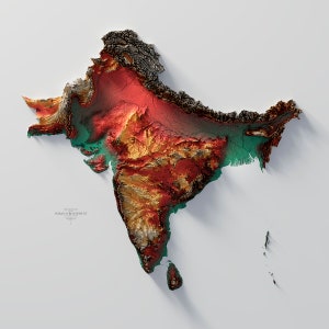 Sous-continent indien - Teinte hypsométrique 10