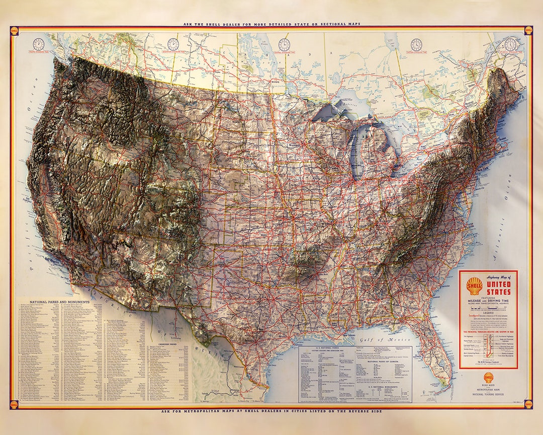 アメリカ合衆国 - 高速道路と道路地図 - Etsy 日本