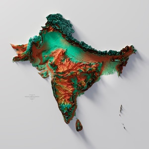 Sous-continent indien - Teinte hypsométrique 6