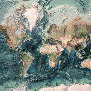 Monde - Topographie & Bathymétrie (Satellite)