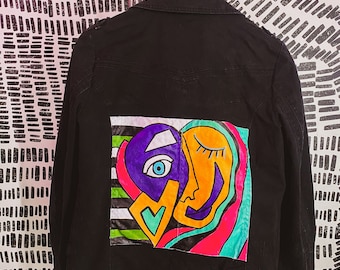 Unique Hand-Painted Roxy Blazer - Jacket - One-of-a-Kind Artwear - Size Medium