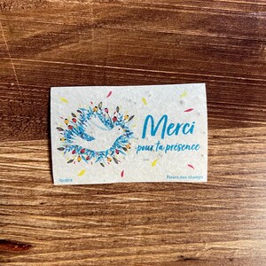 Cadeau invité - 10 mini cartes à planter « merci pour ta présence » fleurs des champs (Baptême, communion, mariage)