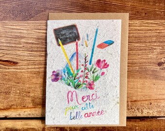Plantable card "Thank you for this wonderful year (teacher, atsem, nanny, AESH, master)" sown with wildflower seeds