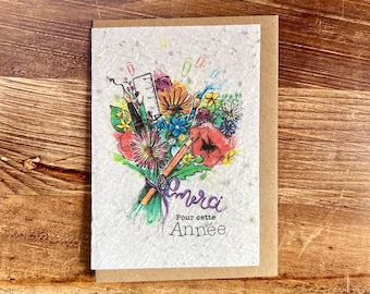 Plantable card "Thank you bouquet" sown with wildflower seeds for teacher, atsem, nanny, AESH, master