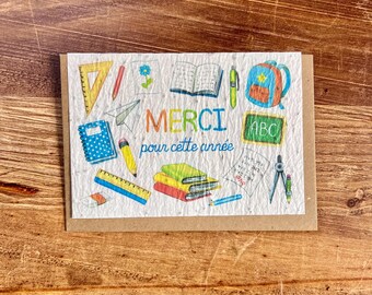 Plantable card "Thank you for this year" sown with wildflower seeds for teachers, atsem, nanny, AESH, master