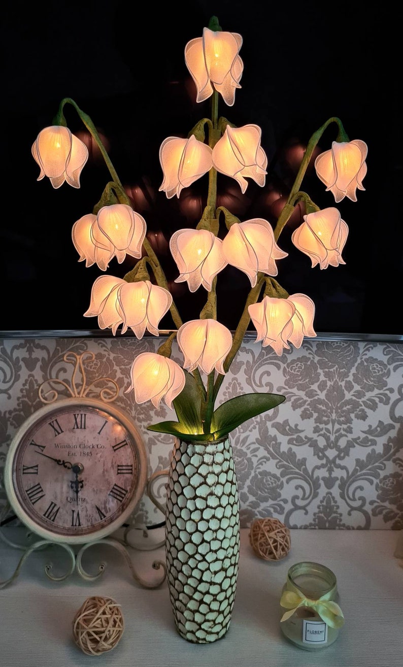 Flower lamp Lily of the valley night light Lamp Bouquet Etsy