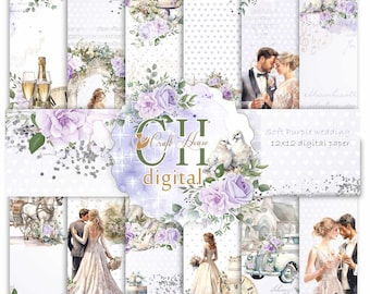 Digital Paper, Wedding Paper, Scrapbooking, Flower Paper, Bride&Groom,Printable, Wedding Collection