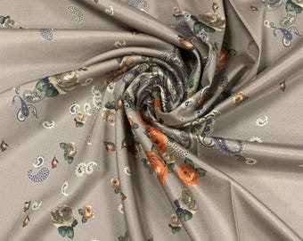Floral Silk Jacquard Fabric - Italian Designer Style