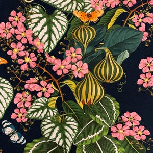 Floral Butterfly Print Crepe Fabric: Italian Designer Cady