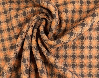 Pure Wool Checked Fabric in warm brown and orange color combination/ made in Italy