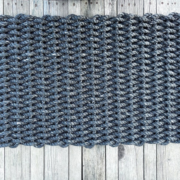 Lobster Rope Rug, The Trawler, Black,  Coastal Living, Nautical Decor, Country Farmhouse Style, Camping, Lake or Beach Home, Cottage Decor