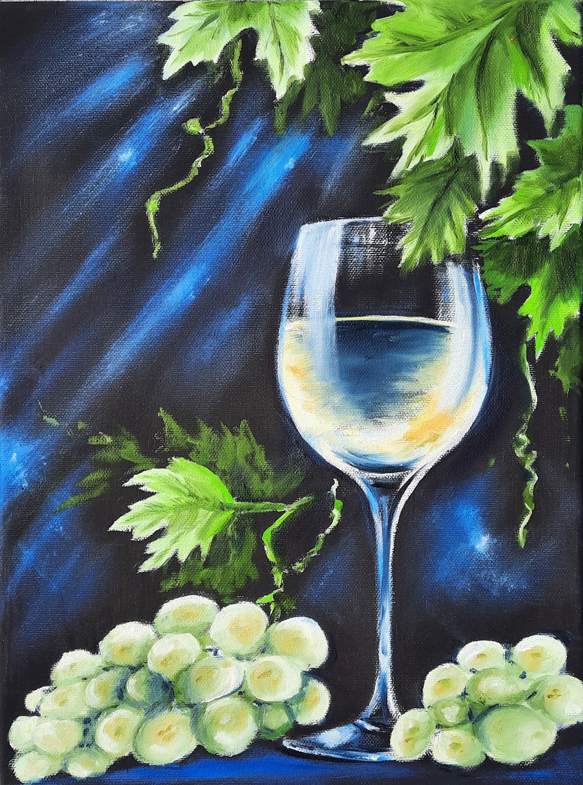 White Wine Art Original Oil Painting Glass of Wine Artwork Etsy