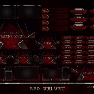 Red Velvet Stream Overlay Package: Gothic Fantasy Theme (Digital Download)