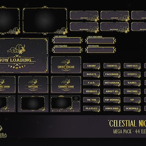 Superposiciones de Twitch para la Noche Celestial: Megapaquete Galaxia Dorada (Descarga digital)