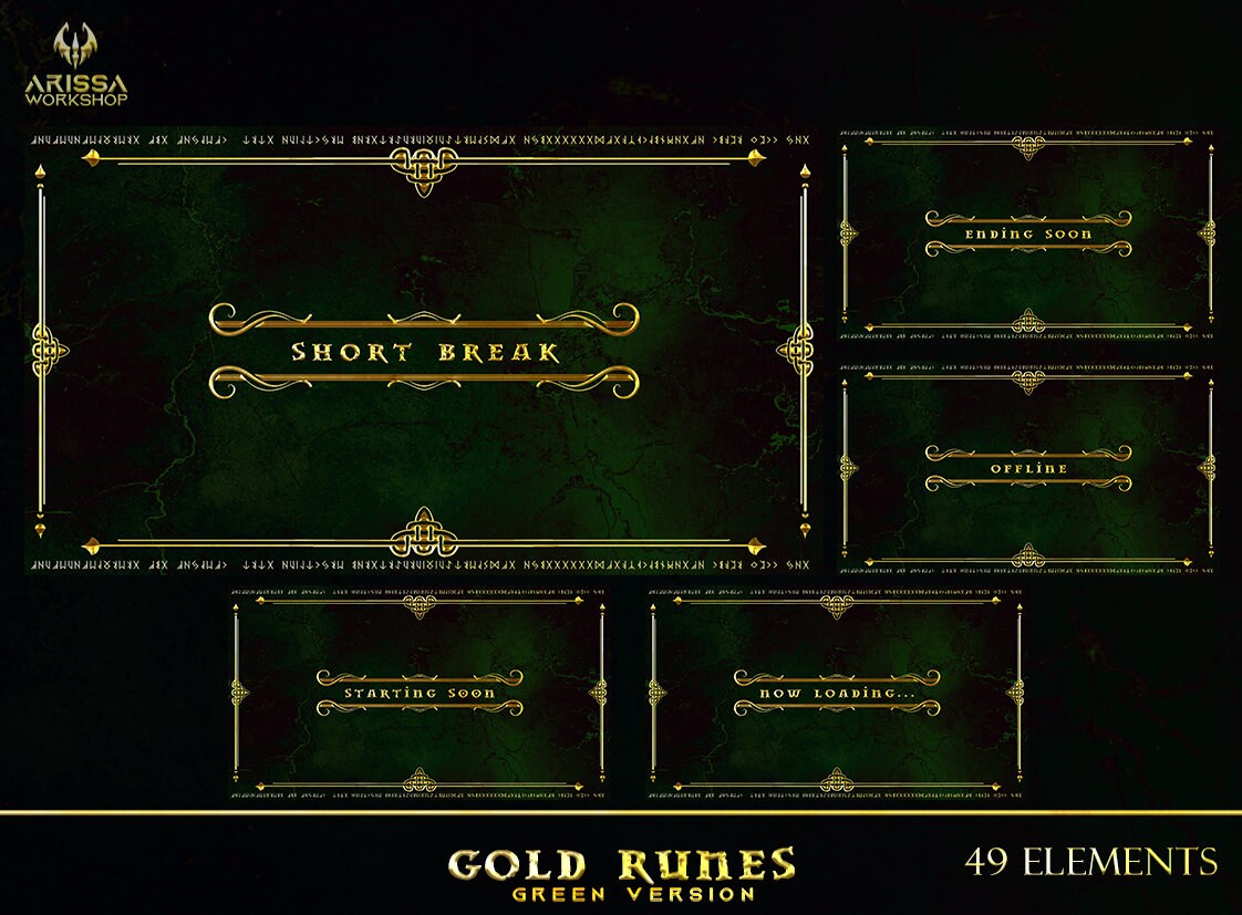 Emerald Gold Runes Twitch Stream Mega Package Overlays / - Etsy