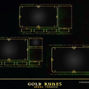 Emerald Gold Runes Twitch Stream Mega Package Overlays / Panels ...