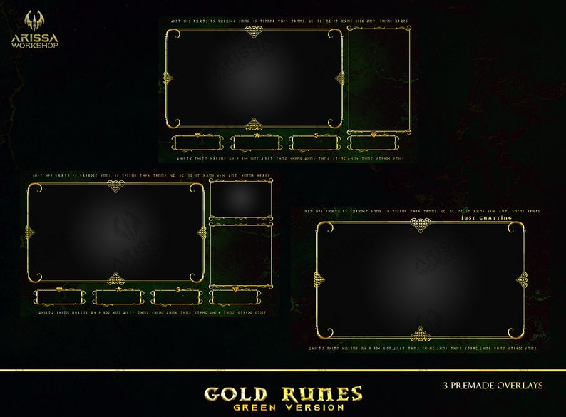Emerald Gold Runes Twitch Stream Mega Package Overlays / - Etsy