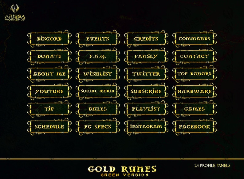 Emerald Gold Runes Twitch Stream Mega Package Overlays / - Etsy
