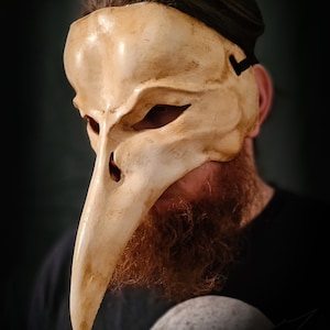 Raben Schädel Maske - Doktor Plague - Necromancer - Druide - Zauberer - Larp Kostüm - 3D gedruckt und handbemalt - Knochen Cosplay Maske