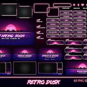 Retro Synthwave Twitch Overlay Package: Neon Stream Panels (Digital Download)