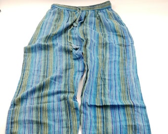 Patchwork UNISEX Cotton Gheri stripe Trousers  VINTAGE Yoga Pant, handmade in Nepal Xmas gift
