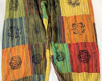 STRIPE Patchwork UNISEX Baumwolle Hose Hippie Boho Yoga Hose Festival handgemachte nepalesische Hose K1 STRIPE Weihnachtsgeschenk