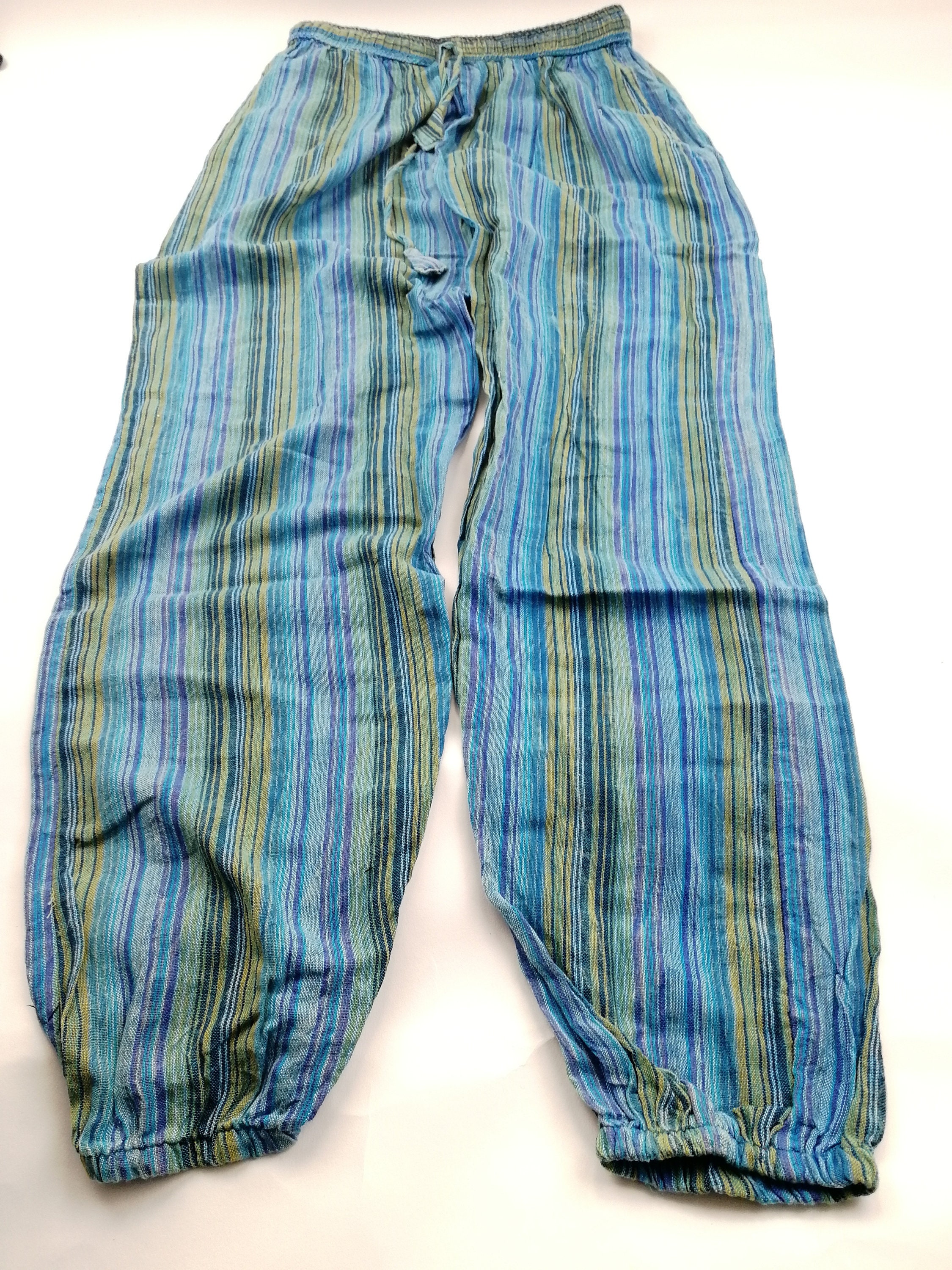 Patchwork UNISEX Cotton Gheri Stripe Trousers VINTAGE Yoga - Etsy UK