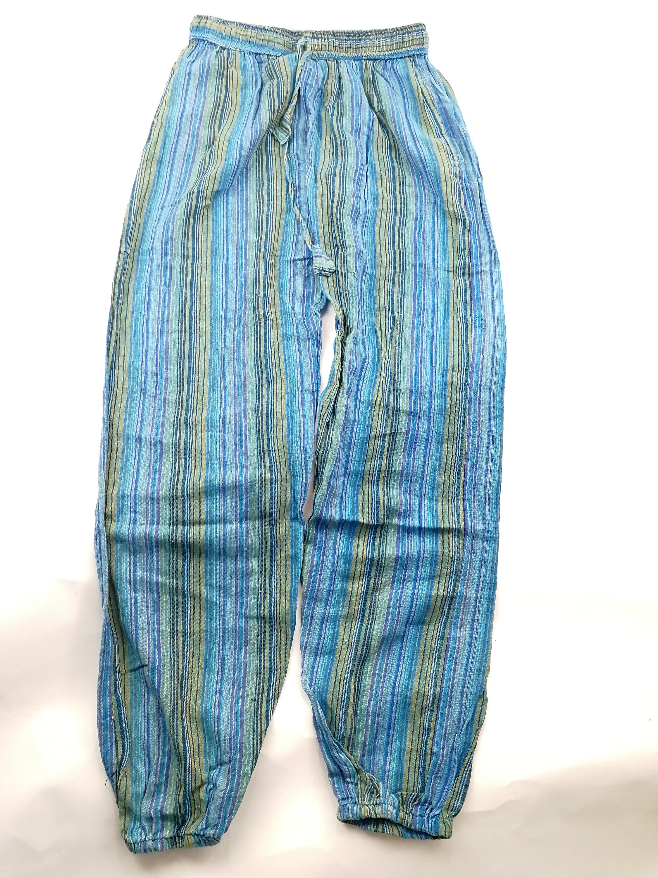 Patchwork UNISEX Cotton Gheri stripe Trousers VINTAGE Yoga | Etsy