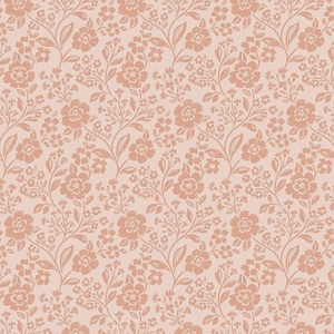 May include: A seamless pattern featuring a repeating floral design. The pattern showcases stylized flowers and leaves in a muted peach color against a light peach background. The design is suitable for fabric, wallpaper, or other decorative applications.
