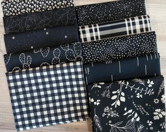 10 Black and White and Black and Cream Fat Quarter Bundle