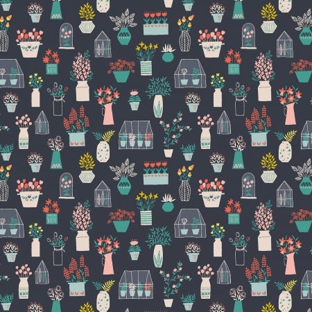 SALE!! YX103-SL2 Sunday Afternoon - Flower Shop - Slate Fabric*