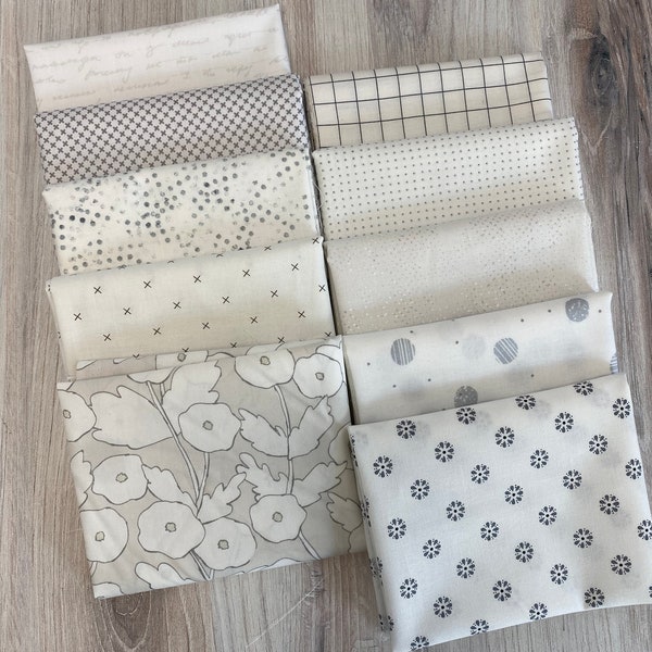 Low Volume, White and Grey Fat Quarter Bundle