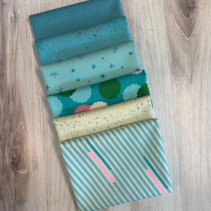 Ruby Star, Teal, Fat Quarter Bundle