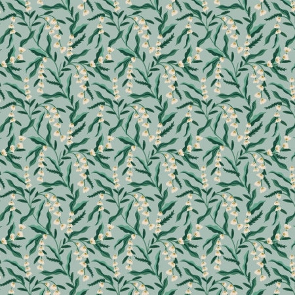 RP1006-MI2M Vintage Garden - Lily - Mint Metallic Fabric