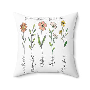 Grandma's Garden Body Pillow Cover,custom Birth Flower Throw