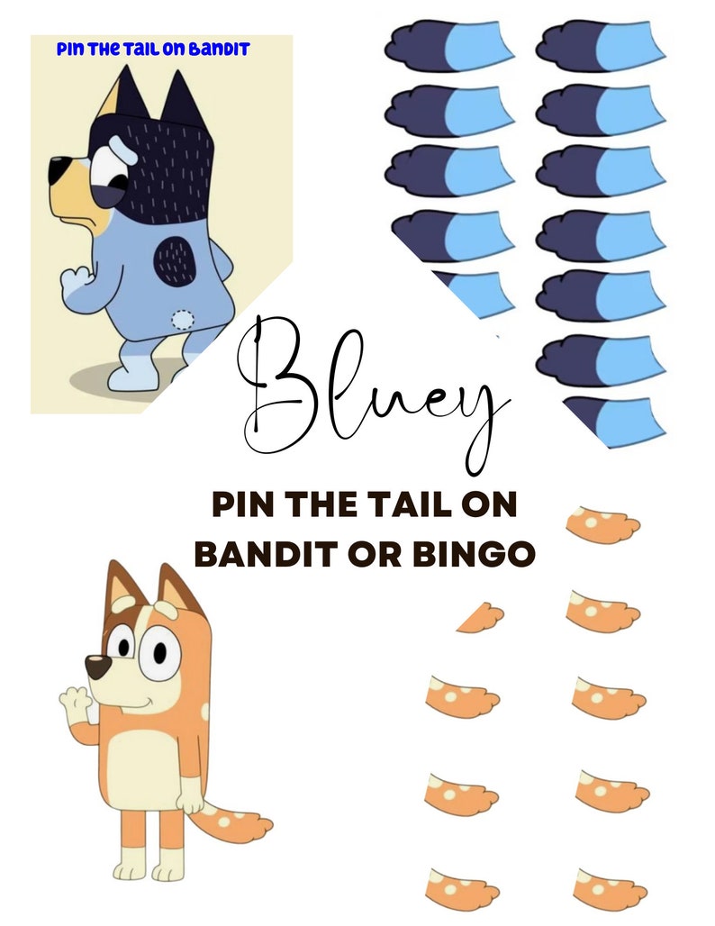 Bluey Pin the Tail on Bandit Party Favors Bluey Birthday Party - Etsy ...
