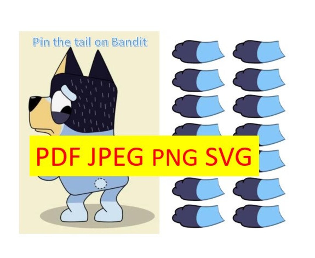Bluey Pin The Tail On Bandit Party Favors Bluey Birthday Party Etsy