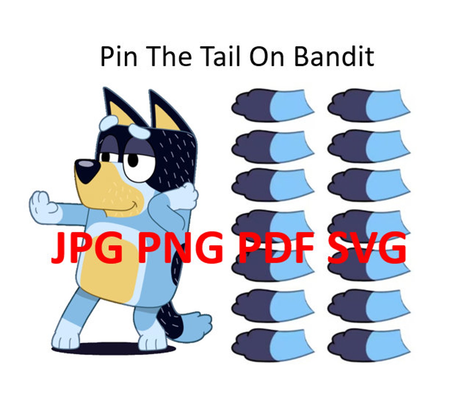 Bluey Pin the Tail on Bandit Party Favors Bluey Birthday Party Etsy