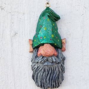 Wood Carving - Ornament, Gnome, Elf, Gnome carving, Elf Carving, Folk art, Handmade,  Christmas decor, Gnome ornament, Christmas Ornament