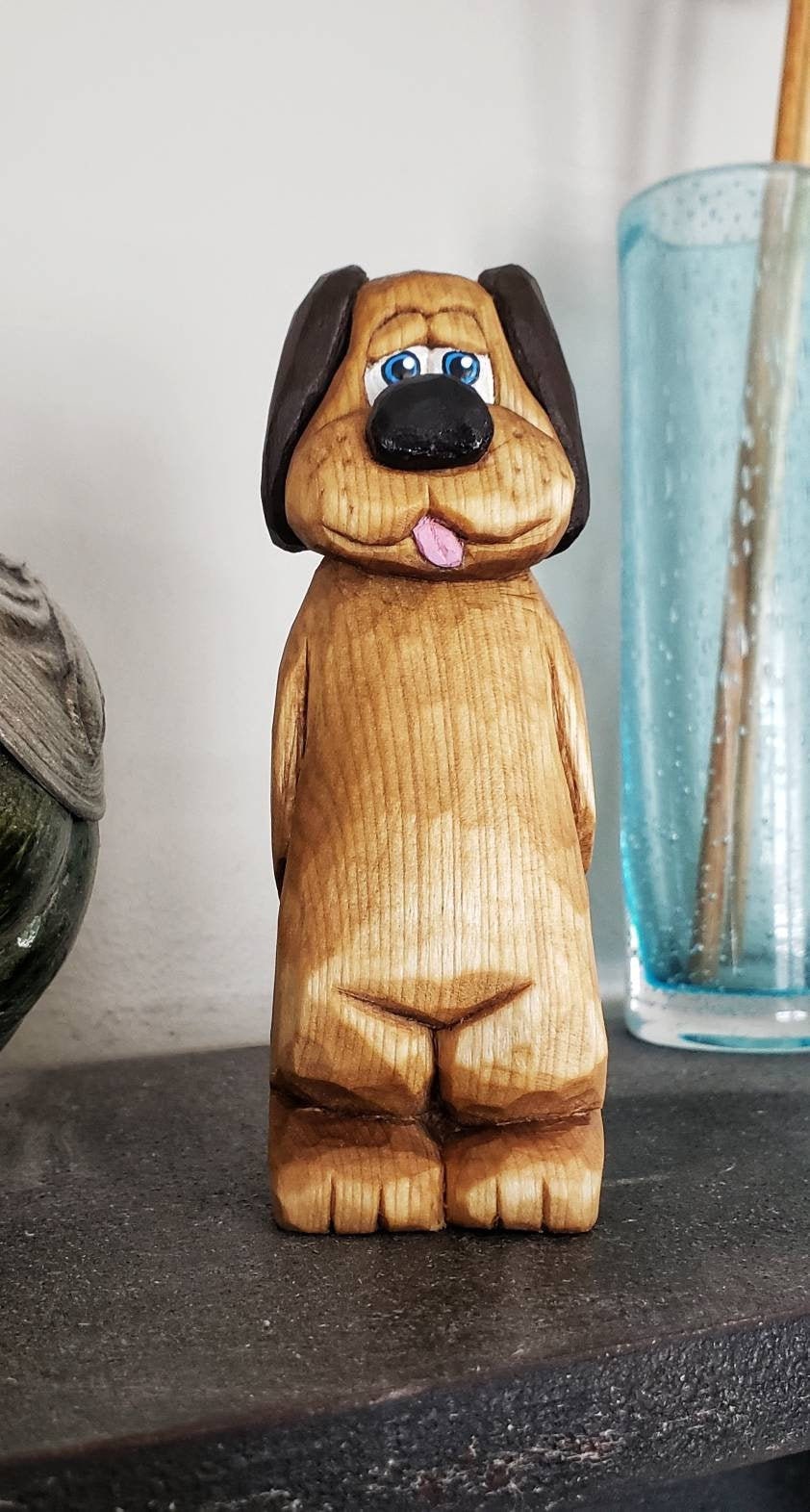 Holzschnitzerei Walter Hund Hundefigur Bassholz Etsy