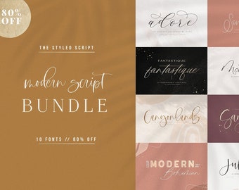 Modern Script Font BUNDLE, Calligraphy Font, Handwritten Script Font, Cricut Font, Font for SVG, Modern Calligraphy, Wedding Font, Font
