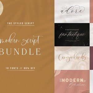 BUNDLE di caratteri script moderni, caratteri calligrafici, caratteri script scritti a mano, caratteri Cricut, caratteri per SVG, calligrafia moderna, caratteri matrimonio, caratteri