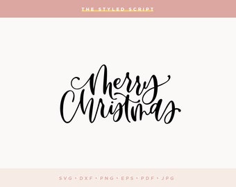 Merry Christmas SVG, Happy New Years SVG file, Silhouette, Cameo, Cricut Design, Hand lettered SVG, Christmas Overlay, Happy Christmas