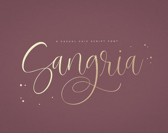 Sangria Script Font, Calligraphy Font, Handwritten Script Font, Cricut Font, Font for SVG, Modern Calligraphy, Wedding Font